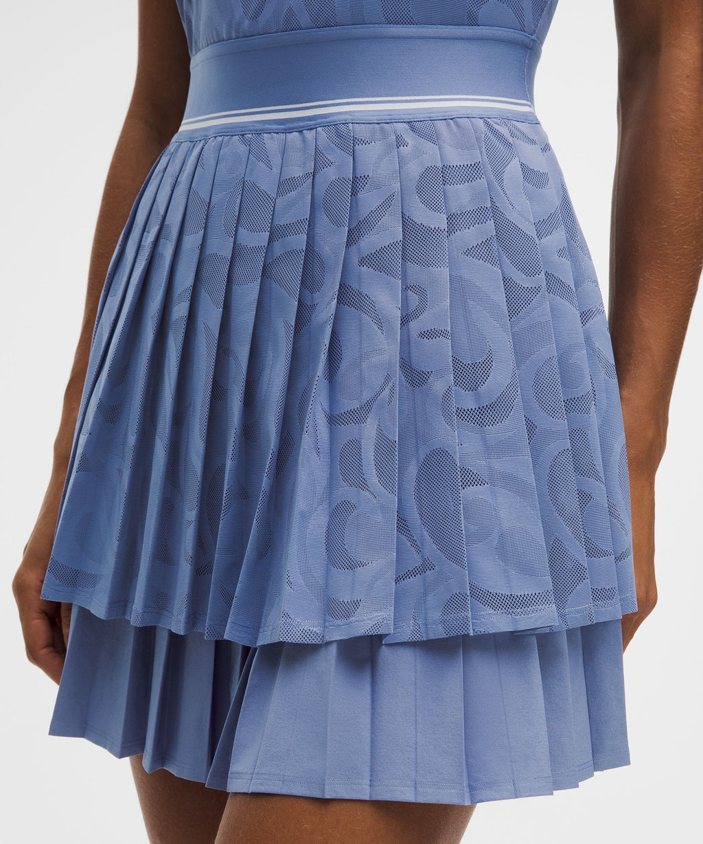 Paisley-Mesh Pleated Tennis Dress