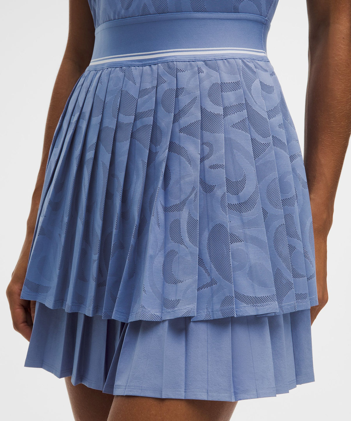 Paisley-Mesh Pleated Tennis Dress