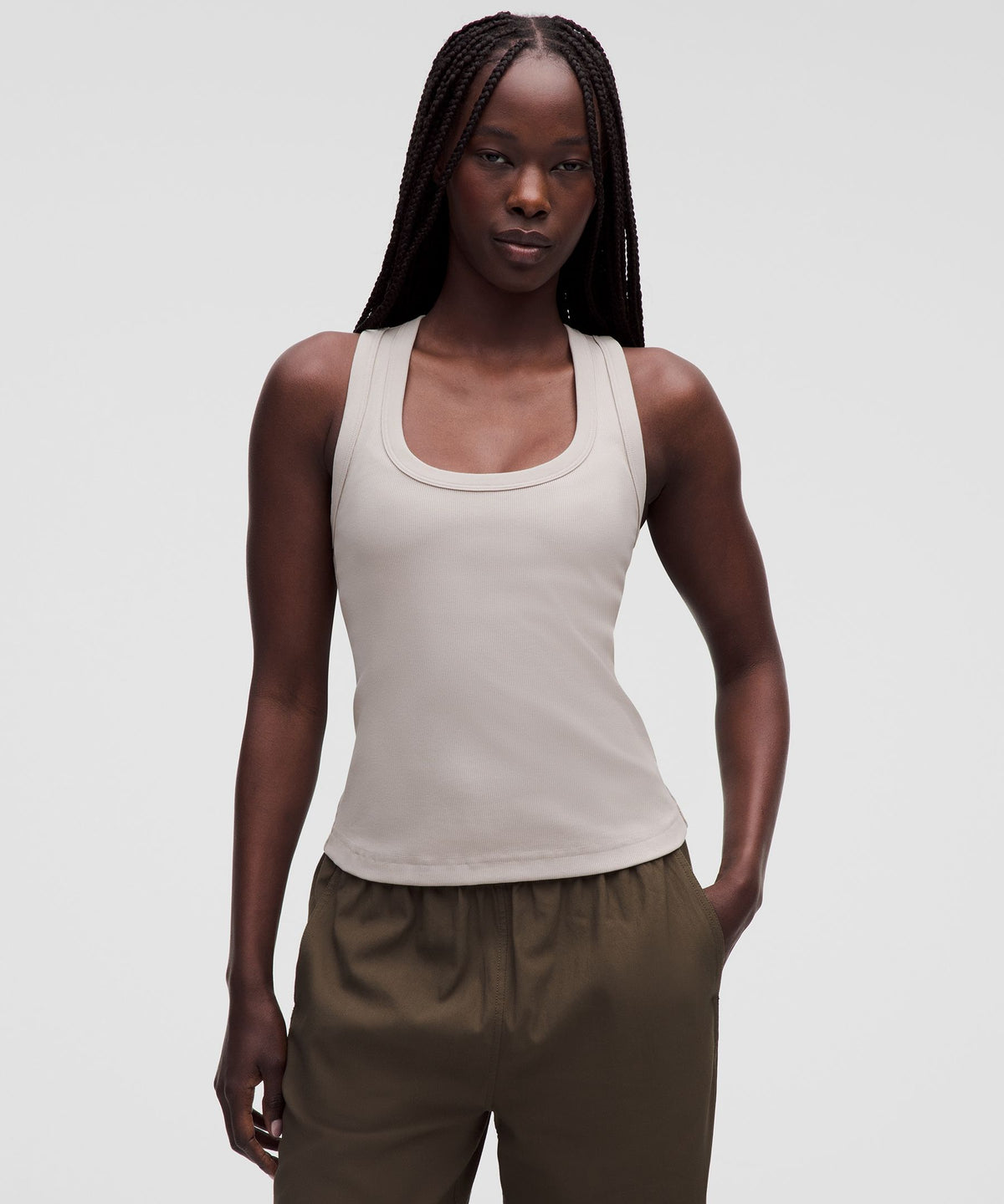 Little Ribbed Scoop-Neck Tank Top