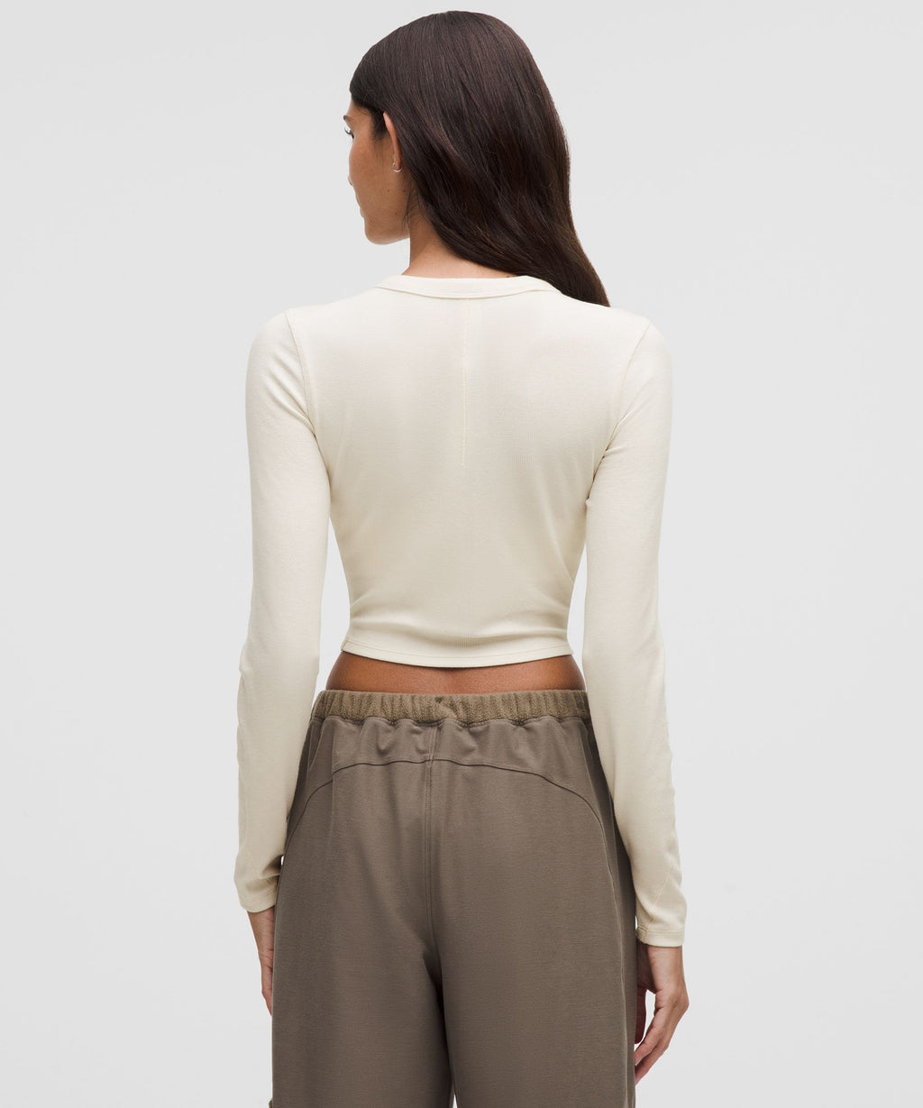 Hold Tight Straight-Hem Cropped Long-Sleeve Shirt