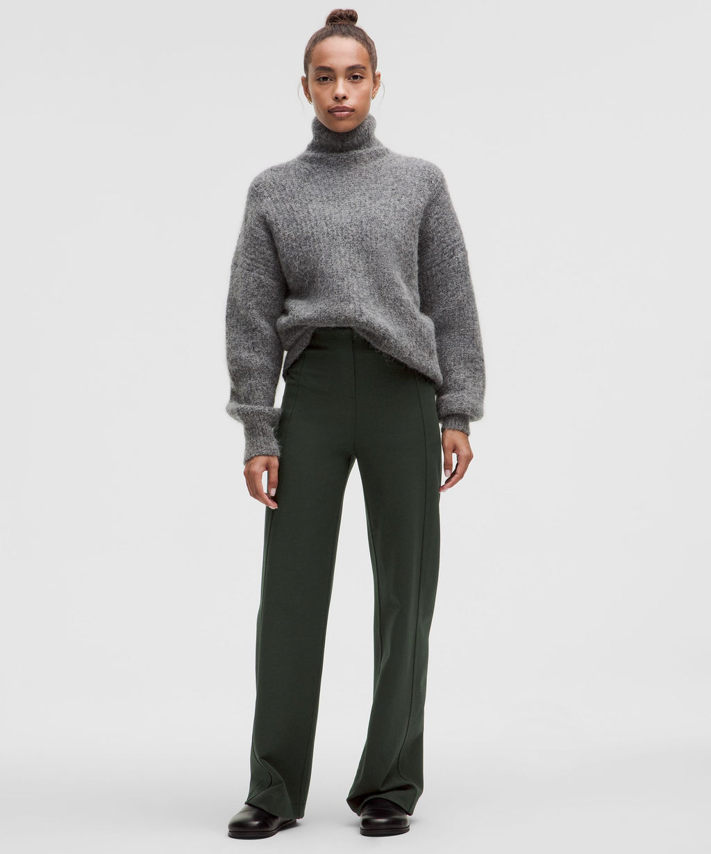 Stretch Knit Straight-Leg Pull-On Pant