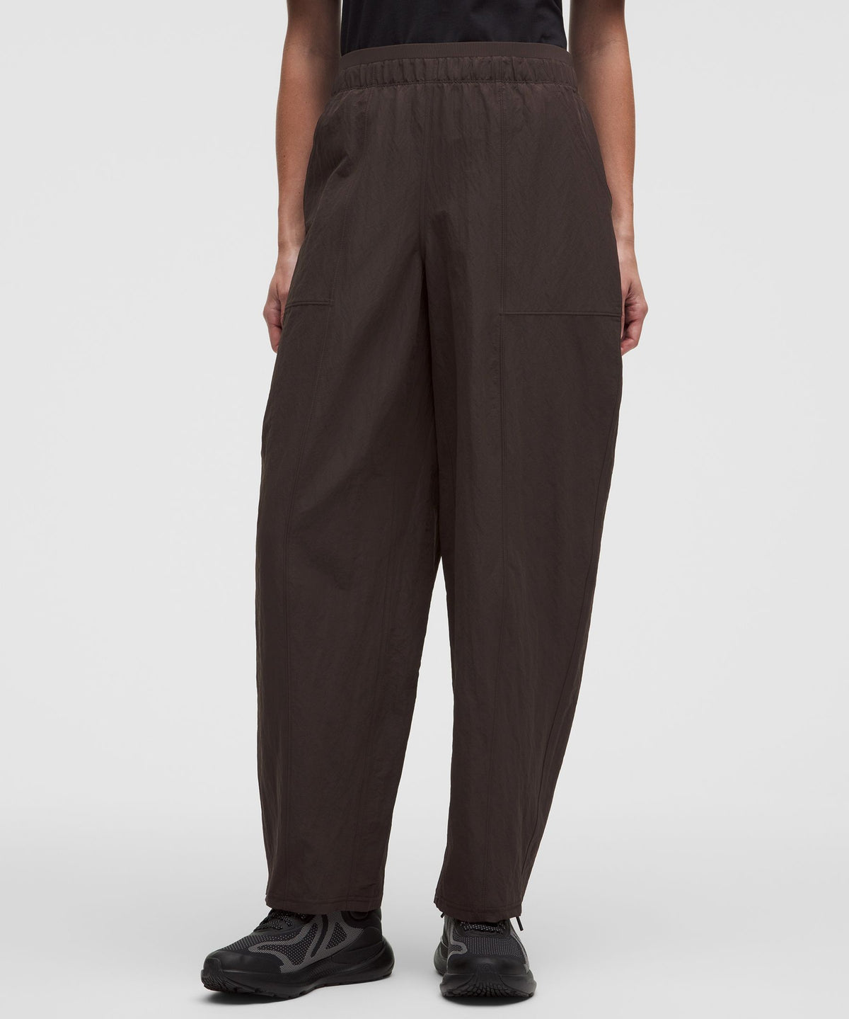 Crinkle Nylon Mid-Rise Barrel-Leg PantShort